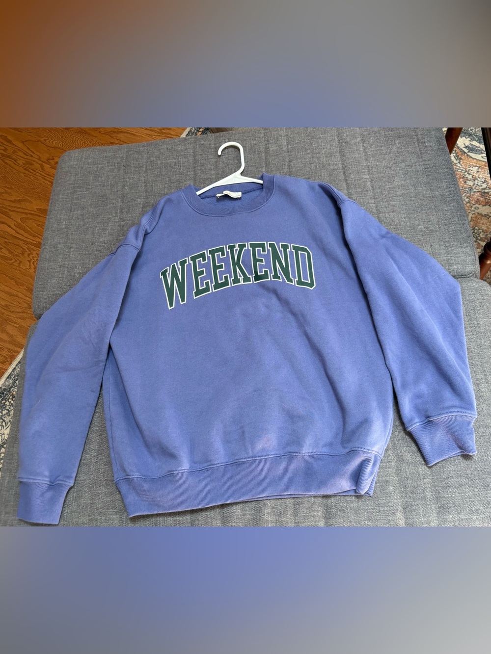Zenana Outfitters Lavender Blue "WEEKEND" Crewneck Sweatshirt NWOT